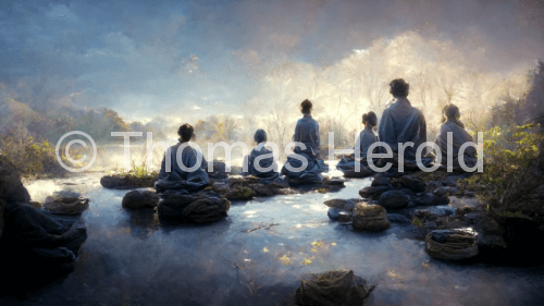 Meditation am Fluss Zen Art